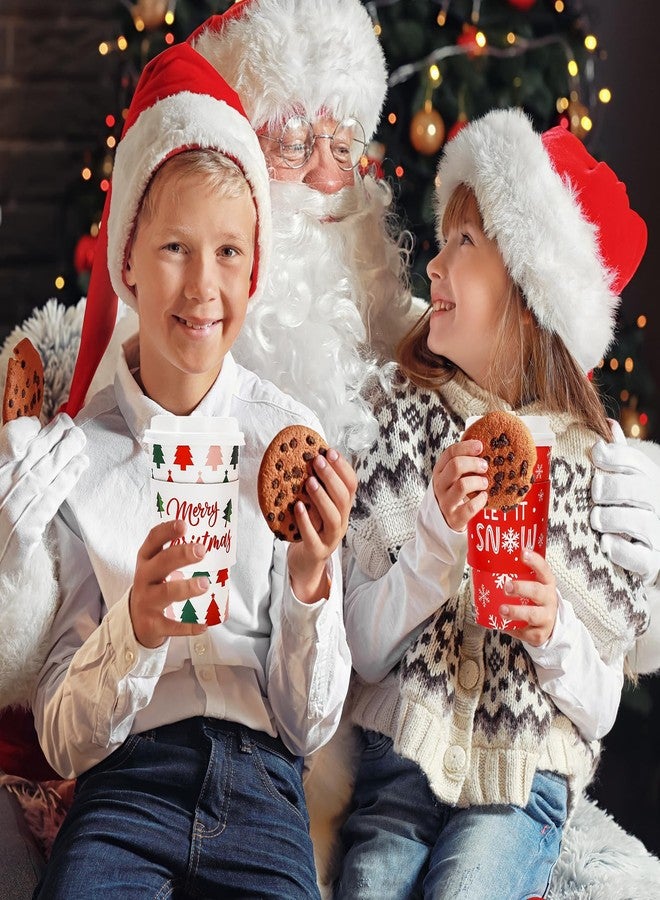 JarThenaAMCS 100 Sets 16oz Christmas Disposable Coffee Cups With Lids And Sleeves Festive Xmas Design Paper Drinking Cups For Winter Home Office Party Supplies - Image 5